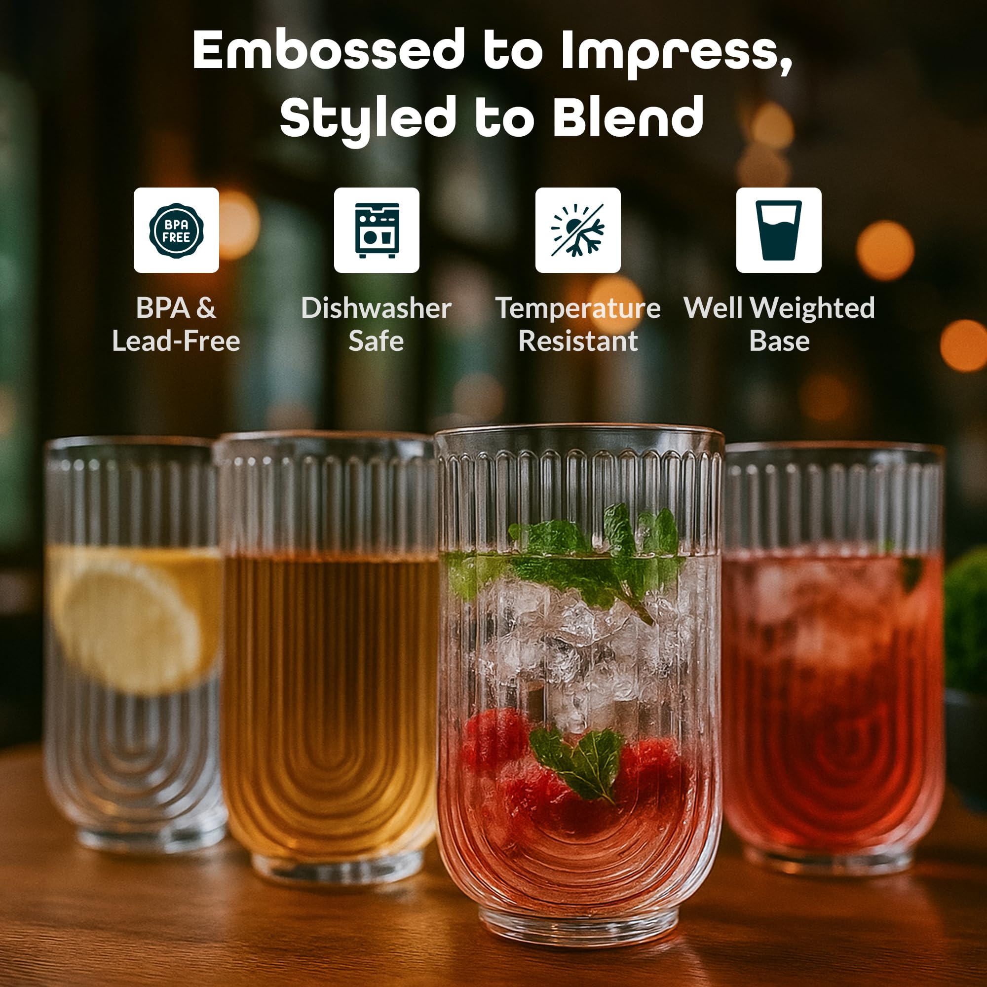 Glaver's vintage highball glass showcases U-shape elevating presentation for drinks