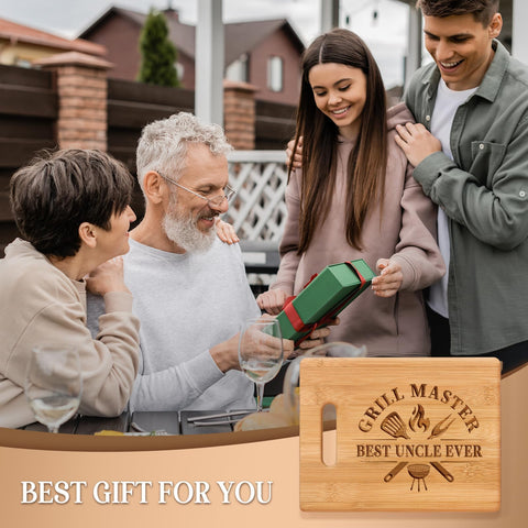 Close-up of Gleevera engraving on the Best Uncle Ever cutting board