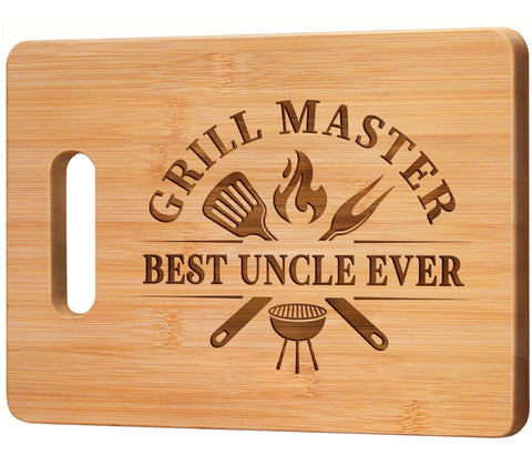 Gleevera Best Uncle Ever engraved cutting board front view as a heartfelt gift for Uncle