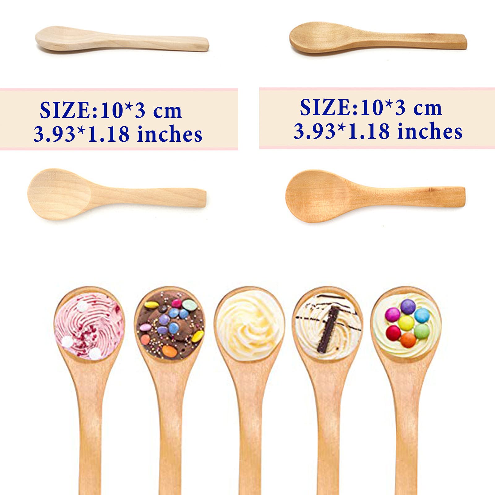 Gleihow small wooden spoons wood-grain closeup highlights natural texture and durability.