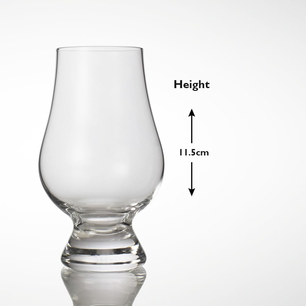 GLENCAIRN glass tapered mouth concentrates aroma for tasting.