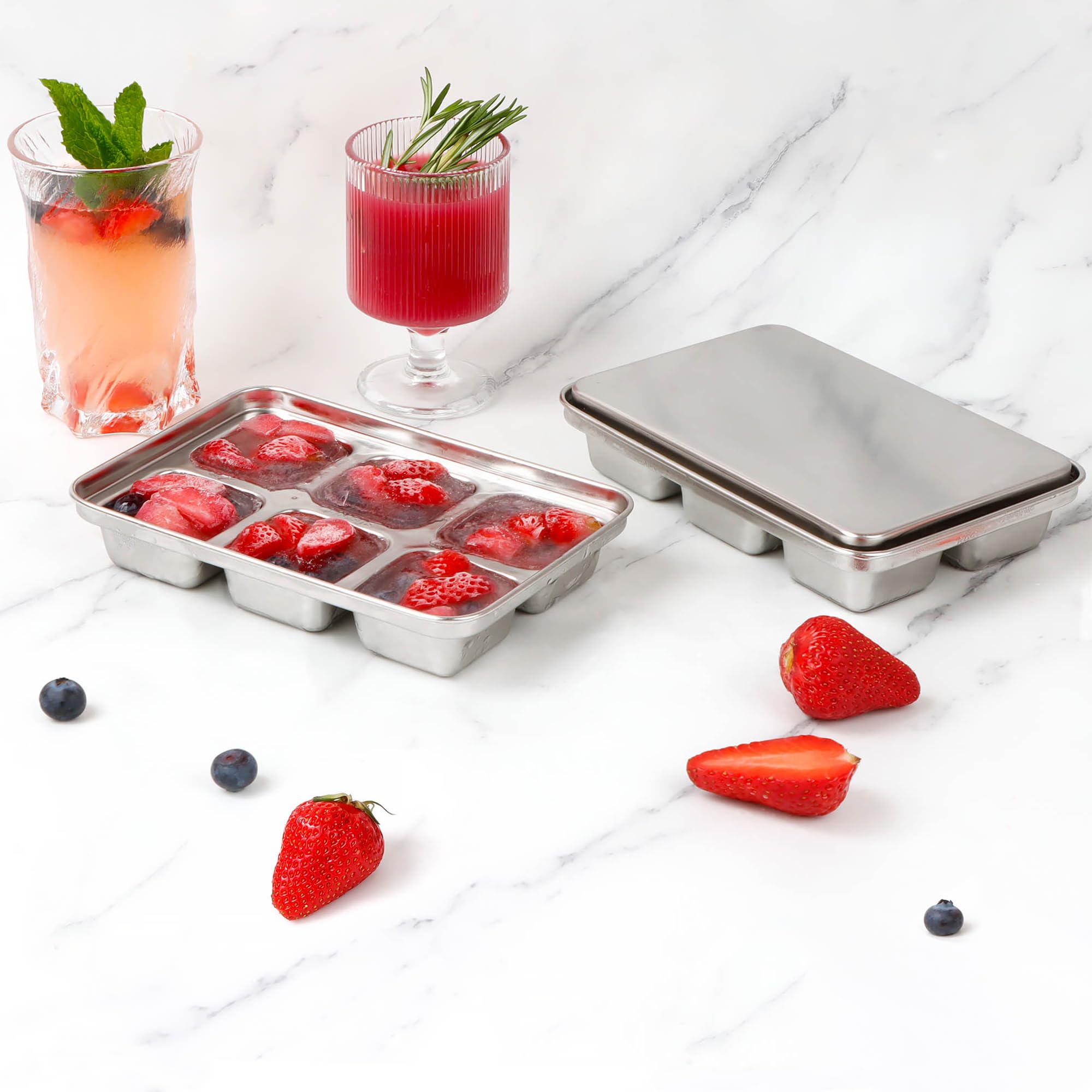 GLENDAVENY stainless steel ice cubes close-up highlighting durability