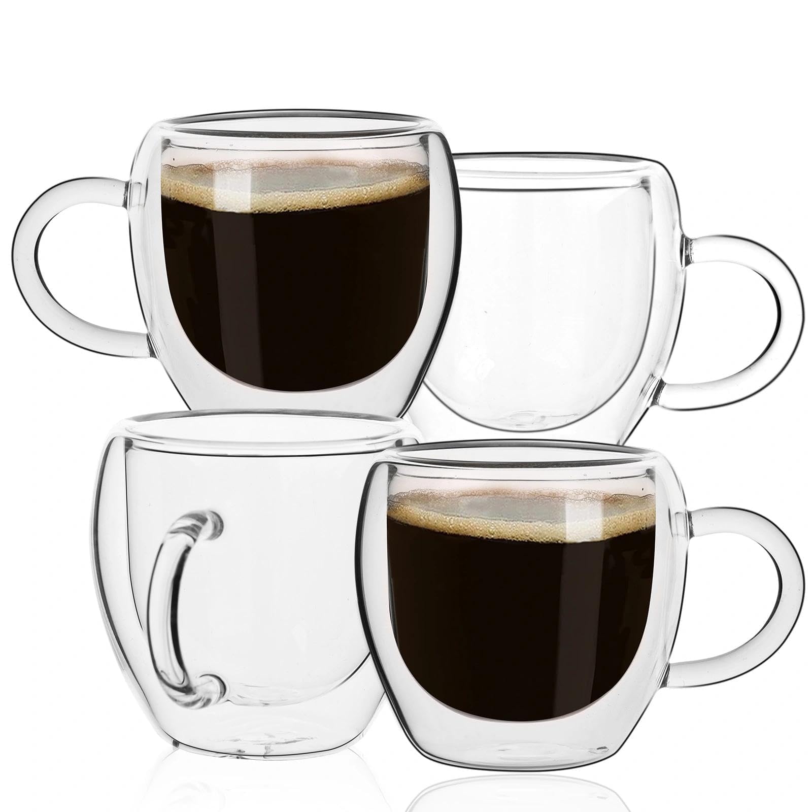 Glenkach espresso cups set of 4 in clear glass highlighting sleek design and clarity
