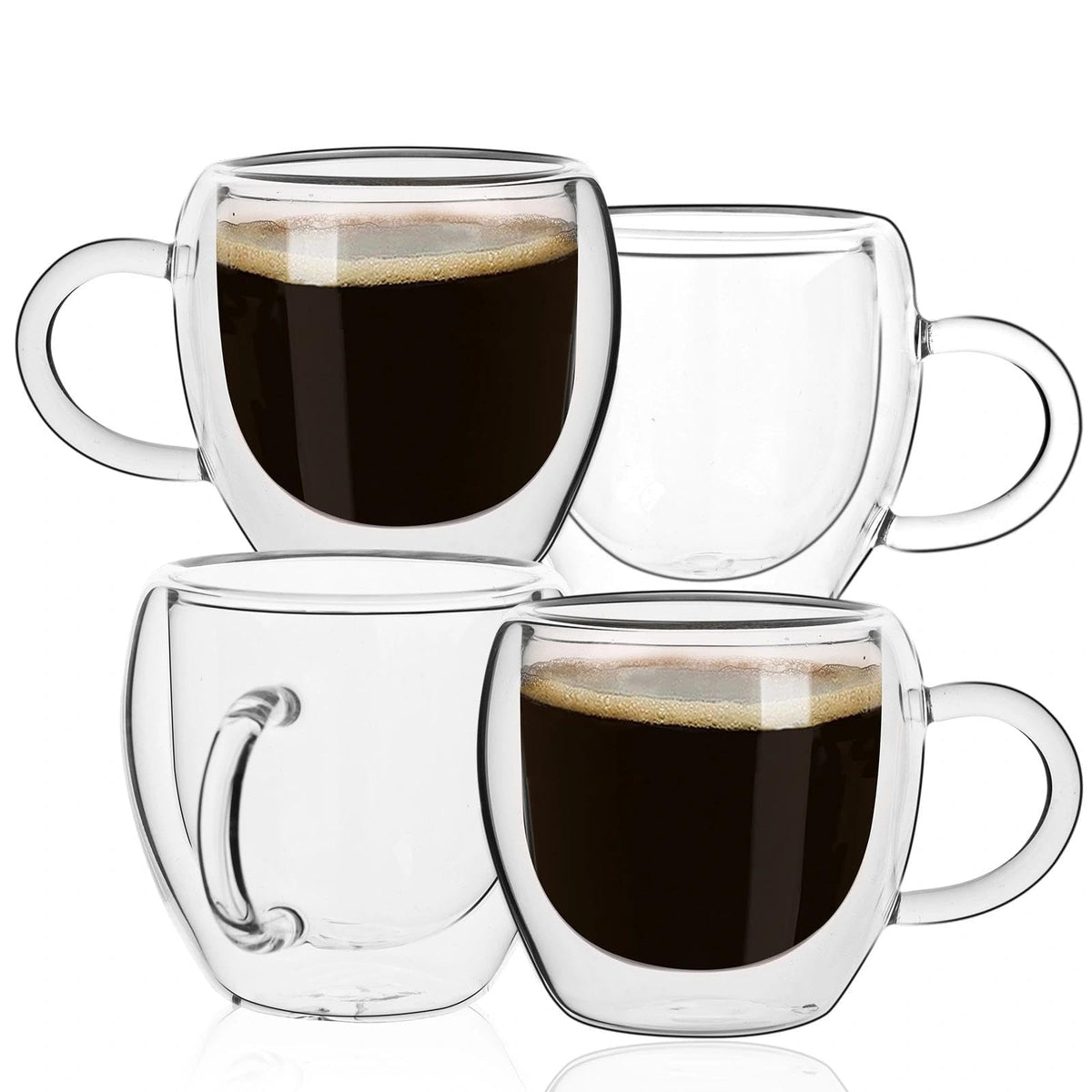 Glenkach espresso cups set of 4 in clear glass highlighting sleek design and clarity