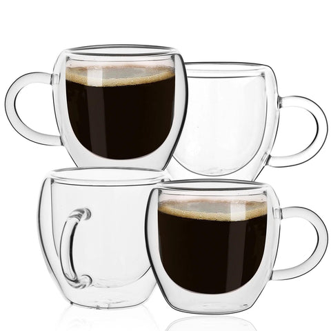 Glenkach espresso cups set of 4 in clear glass highlighting sleek design and clarity
