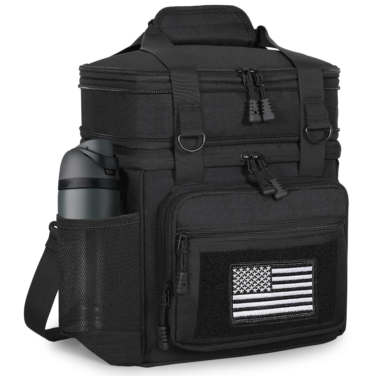 GLENKEY double-deck lunch box top compartment expands for extra meals.