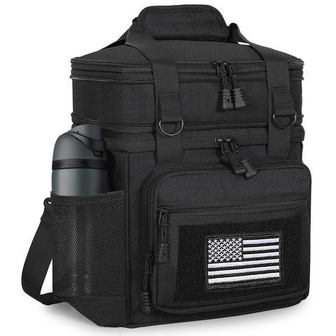 GLENKEY double-deck lunch box top compartment expands for extra meals.