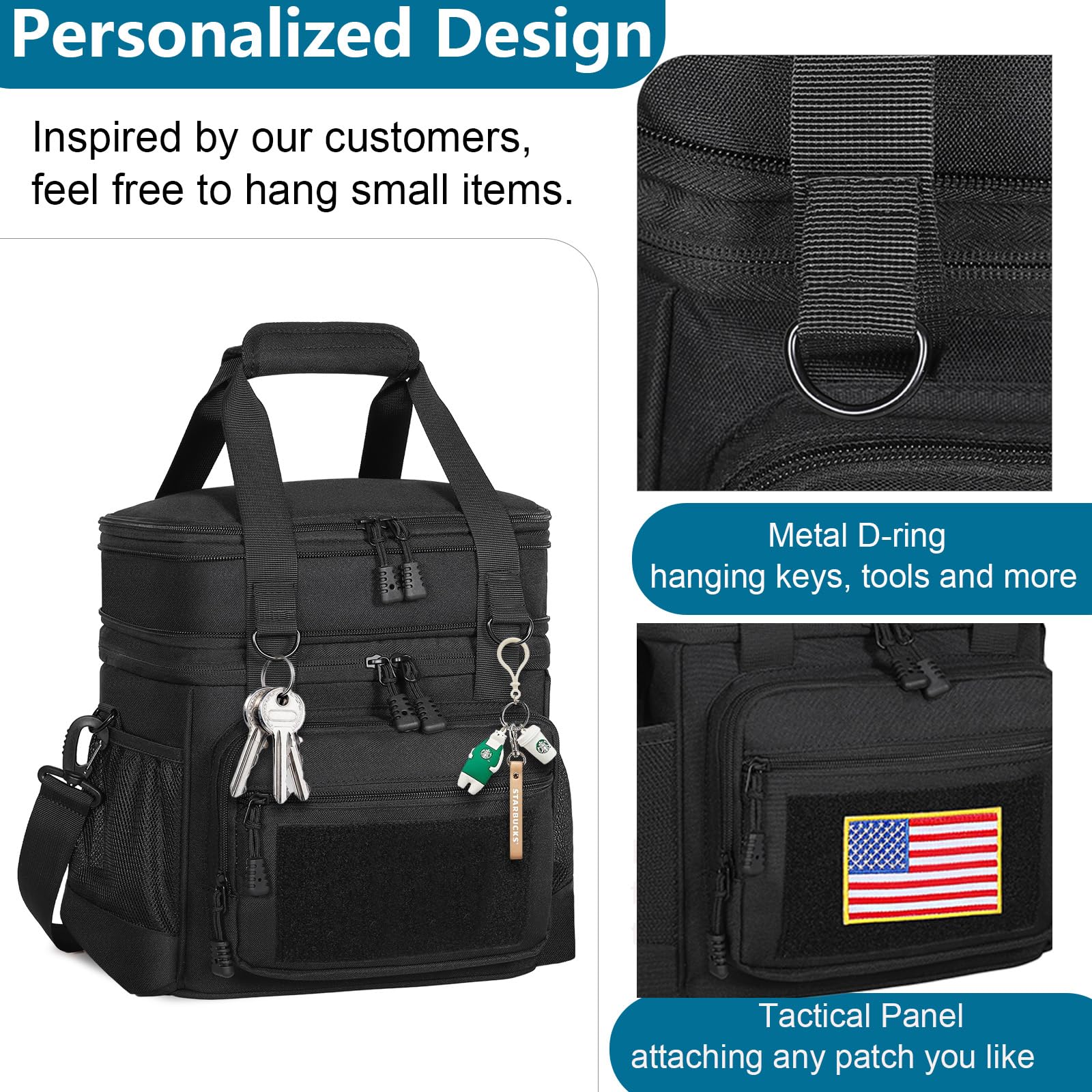 Glenkey expandable design lunch bag increases capacity by up to 4L for picnics