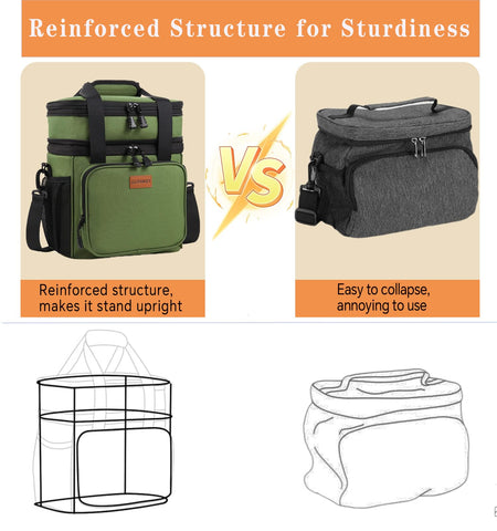 GLENKEY lunch cooler with leakproof liner for mess-free packing outdoors