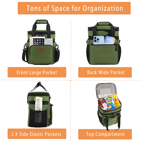 GLENKEY insulated lunch box with padded shoulder strap for comfortable transport