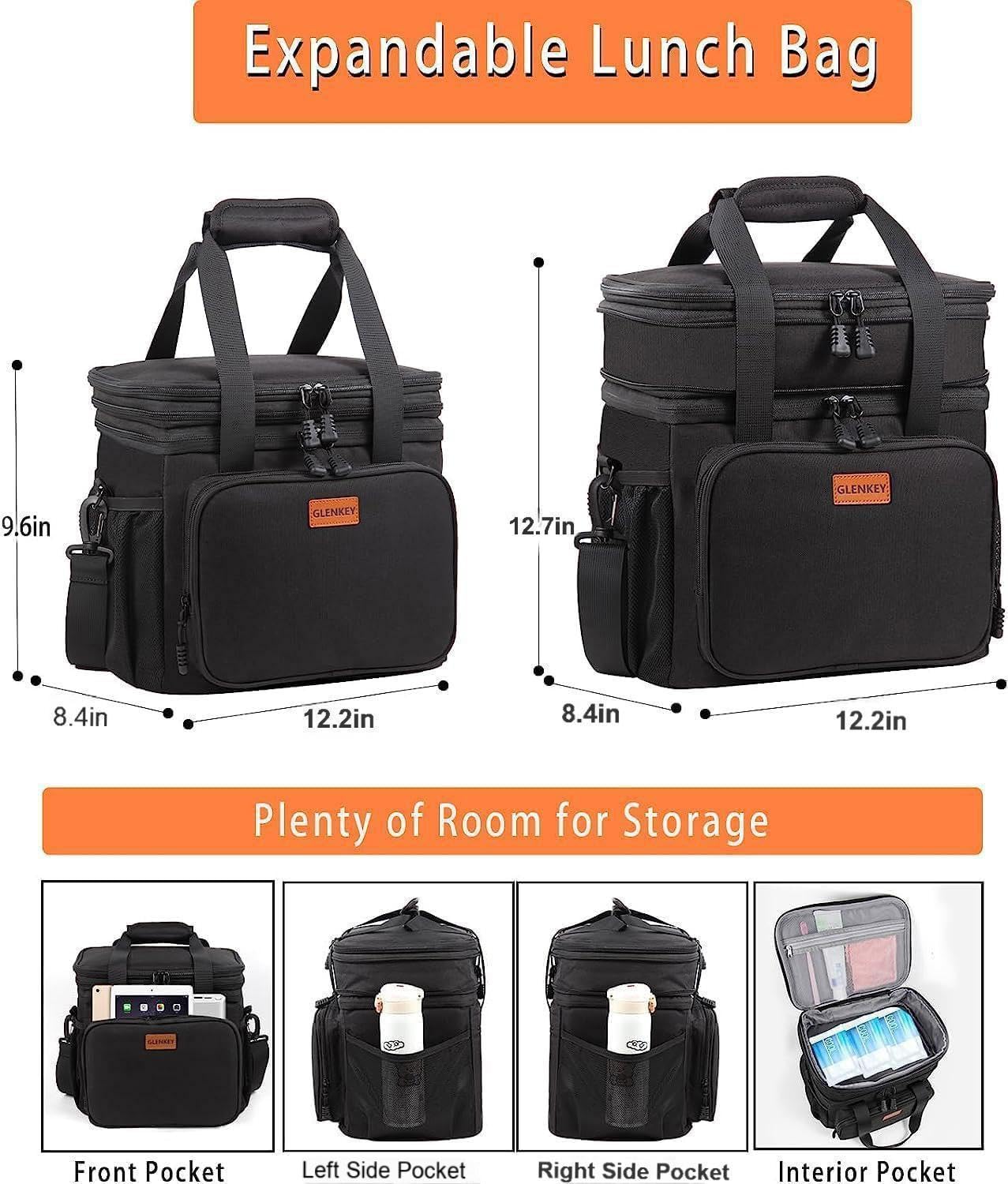 GLENKEY expandable xl lunchbox 6mm insulation keeps food at the right temperature longer