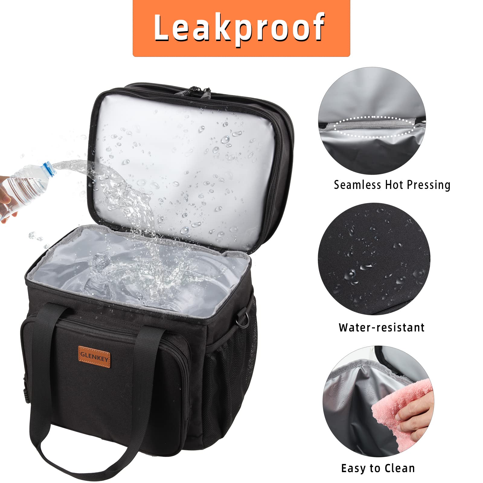 GLENKEY expandable xl lunchbox padded shoulder strap eases transport when fully loaded
