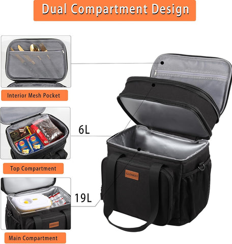 GLENKEY expandable xl lunchbox side pockets organize chargers and bottles during outings