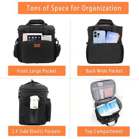 GLENKEY insulated lunch bag with side pockets for organization