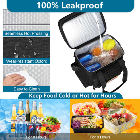 Glenkey large lunch cooler bag with side pockets for quick-access essentials