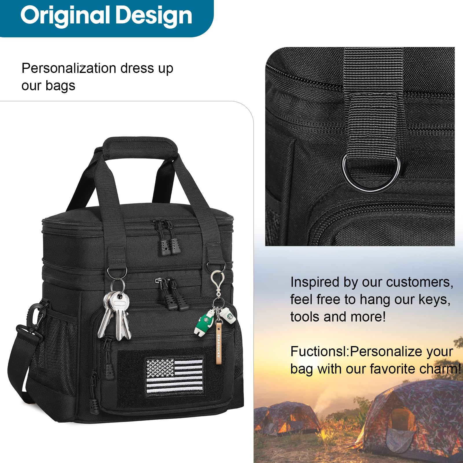 GLENKEY leakproof liner prevents spills during transport.