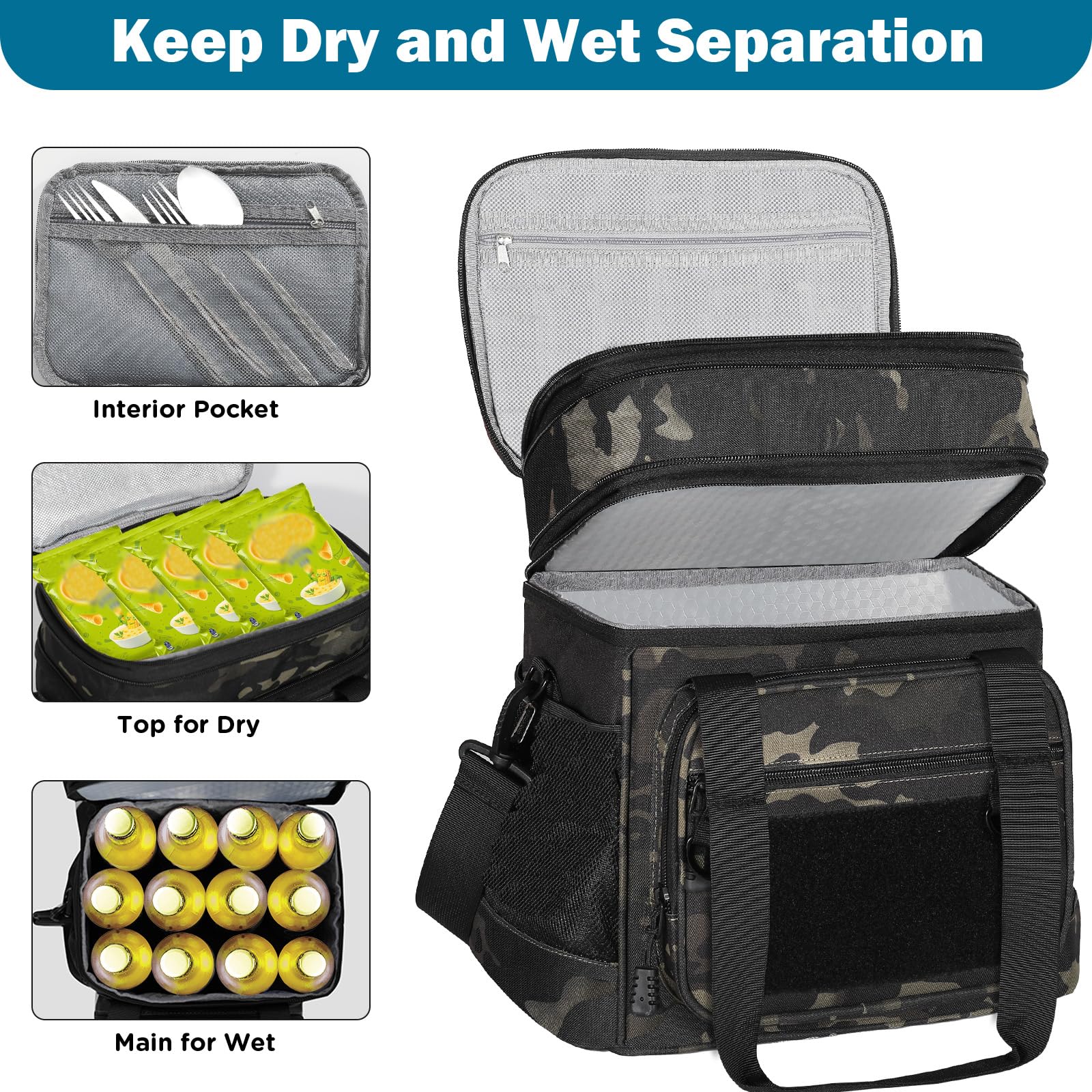 GLENKEY lunch bag side pockets for organization and quick access