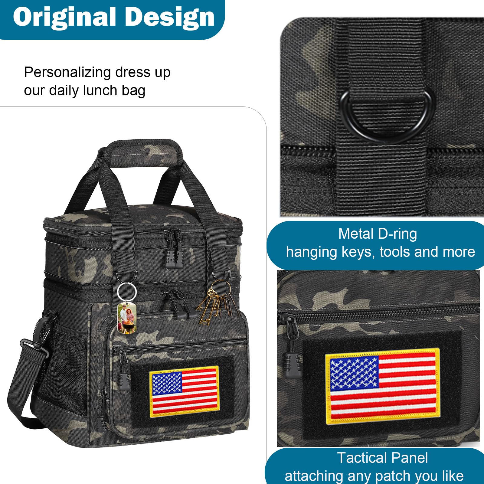 Comfortable padded strap on GLENKEY lunch bag for easy transport
