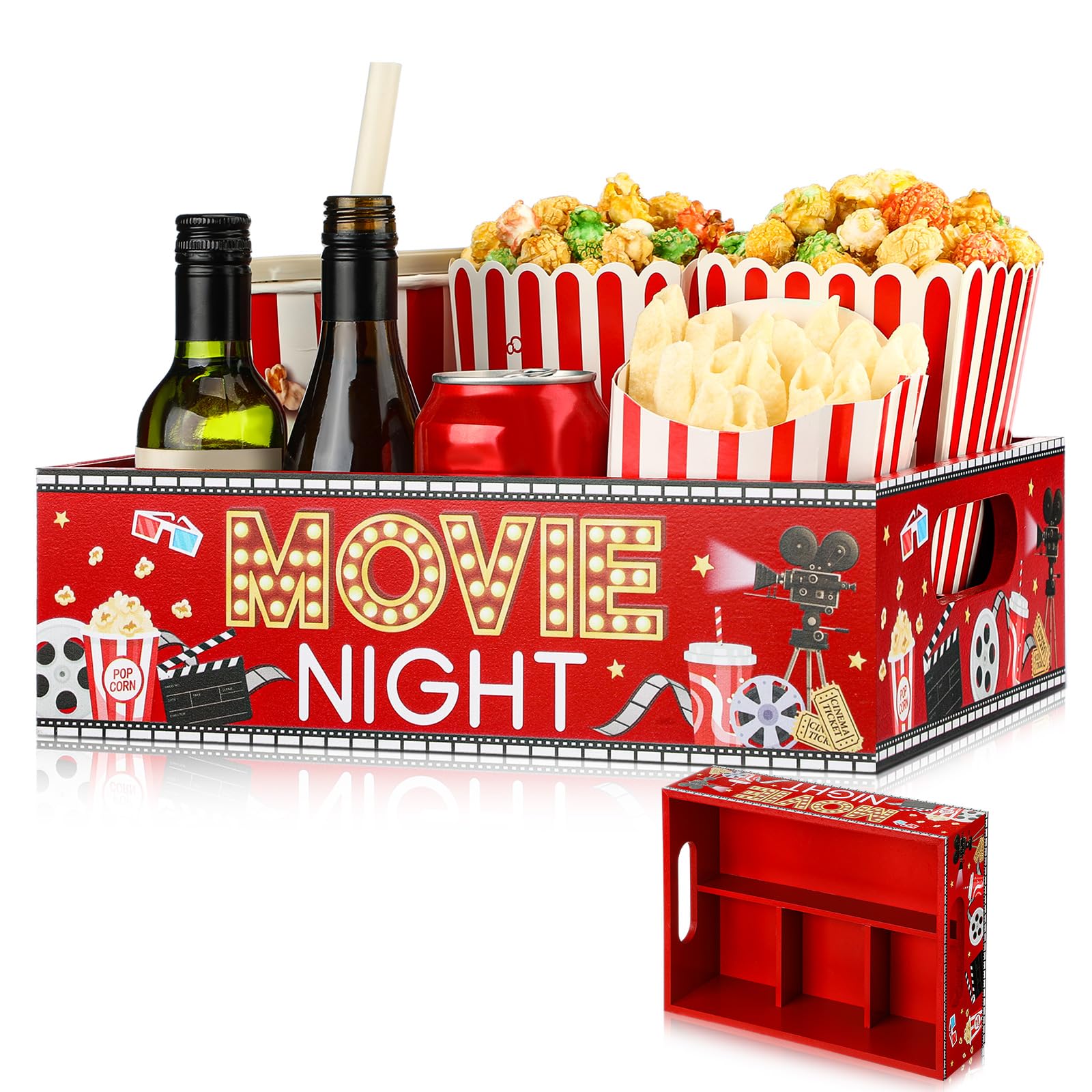 GlikCeil movie night snack tray with 4 compartments keeps treats organized.