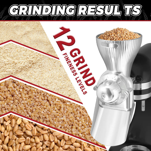 GLINK all-metal grain mill attachment showcases durable construction
