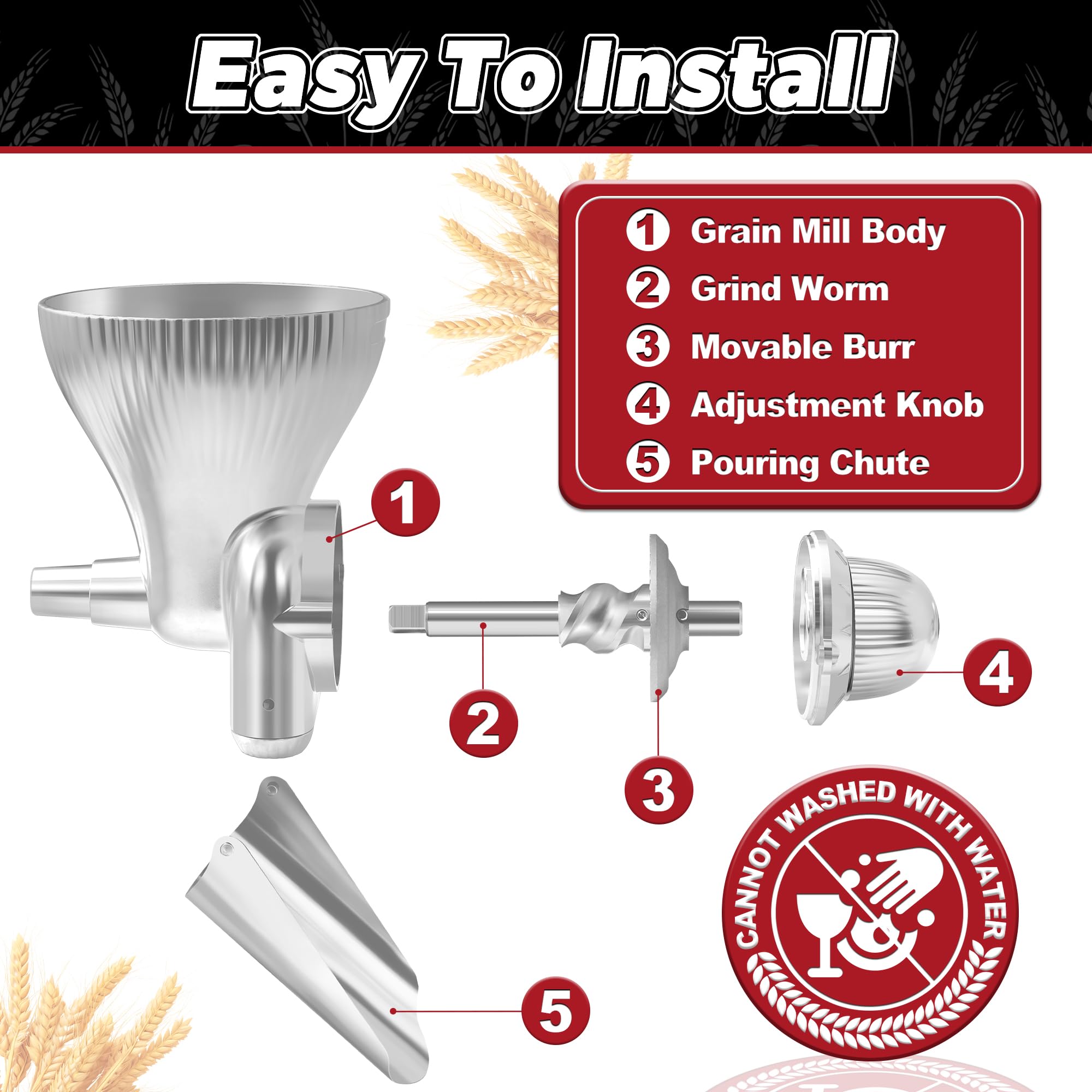 GLINK grain mill attachment grinding wheat and oats for fresh flour at home