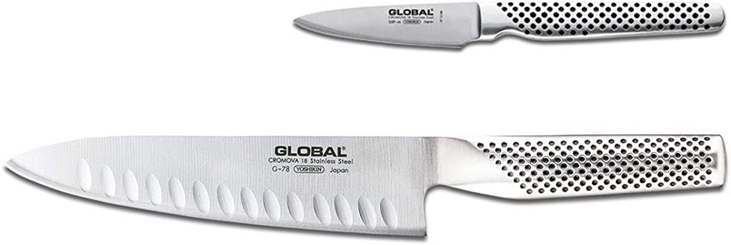 Global 2-piece knife set with 7-inch cook’s knife and 3-inch paring knife for precise prep