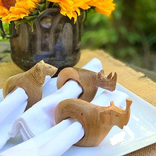Global Crafts mahogany napkin ring Zebra adding bold contrast to your place settings.