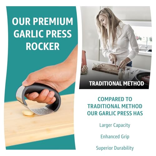 Global Digitronix stainless steel garlic press is built to resist rust for daily use.