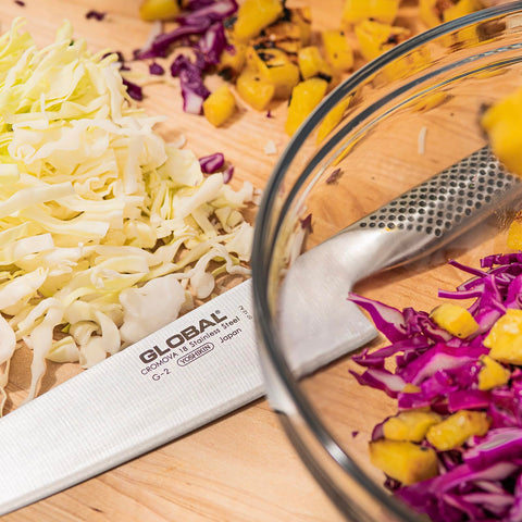 Global Osaka 3-inch peeler for quick, clean fruit and vegetable prep.