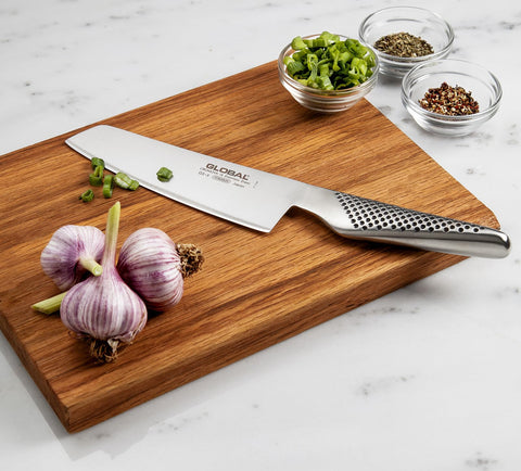 Global Osaka bamboo knife block keeps tools organized and within easy reach.