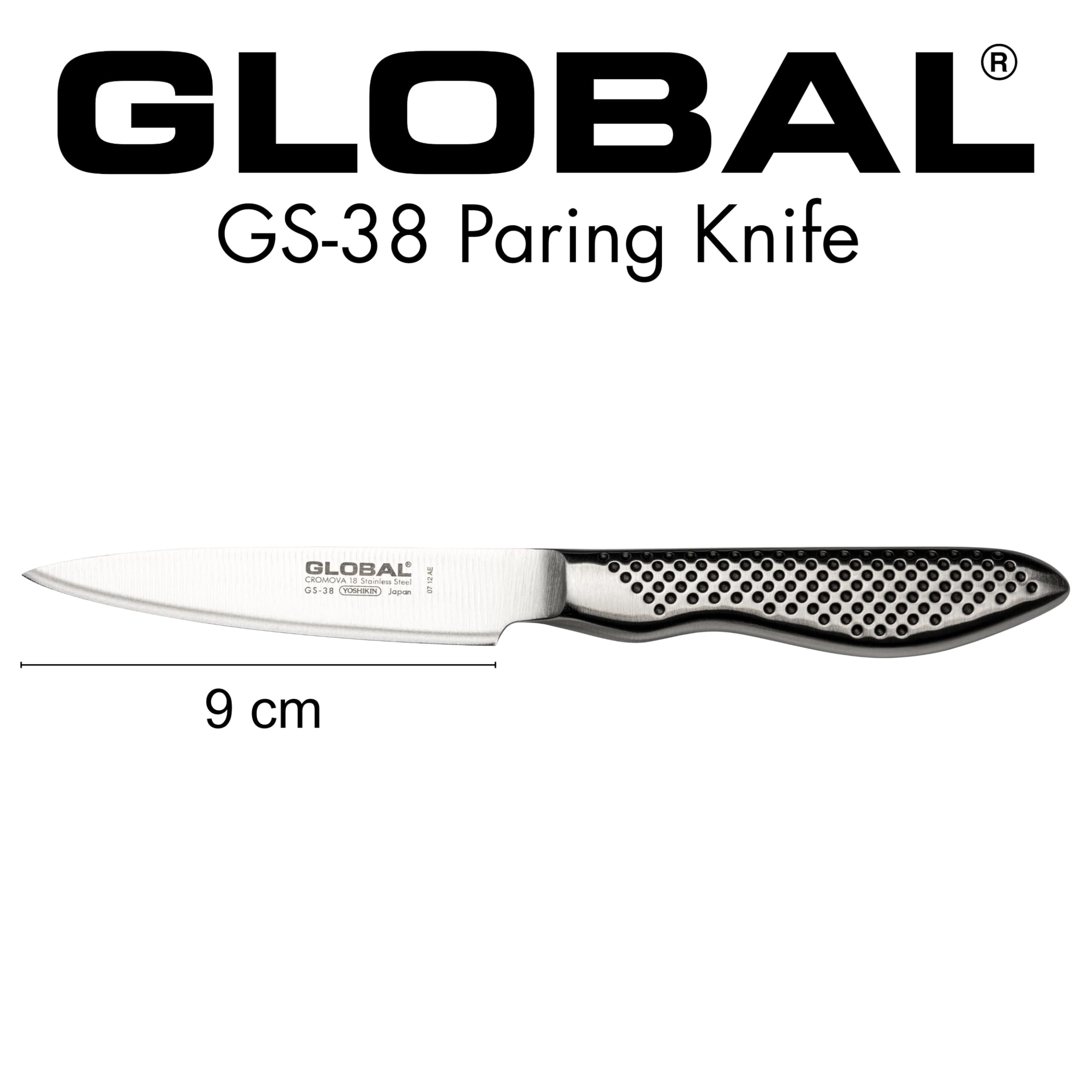 Global paring knife razor-sharp edge detail for clean cuts