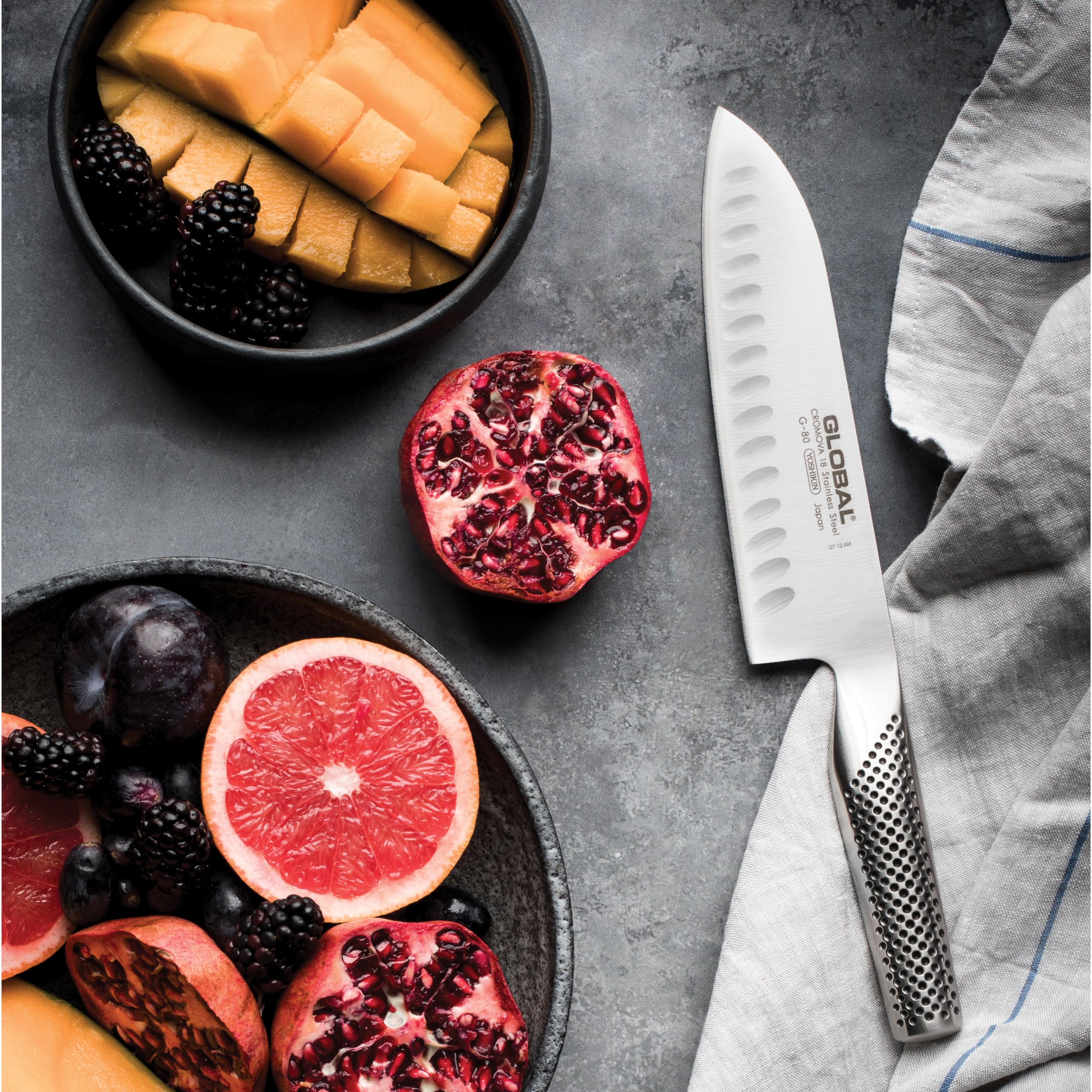 Global Santoku Knife made in Japan highlights craftsmanship and durability.