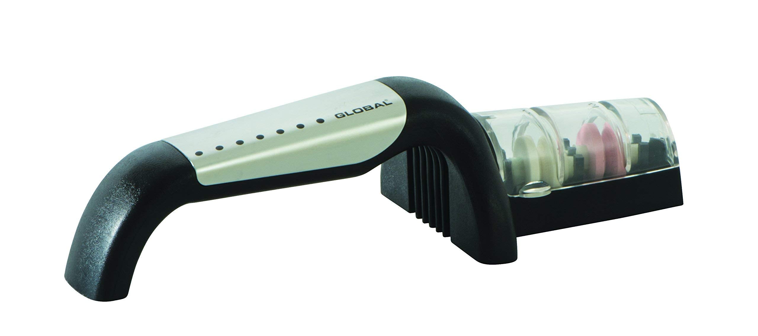 Global Stage 2 Sharpener Black - base view with non-slip feet for stable sharpening.