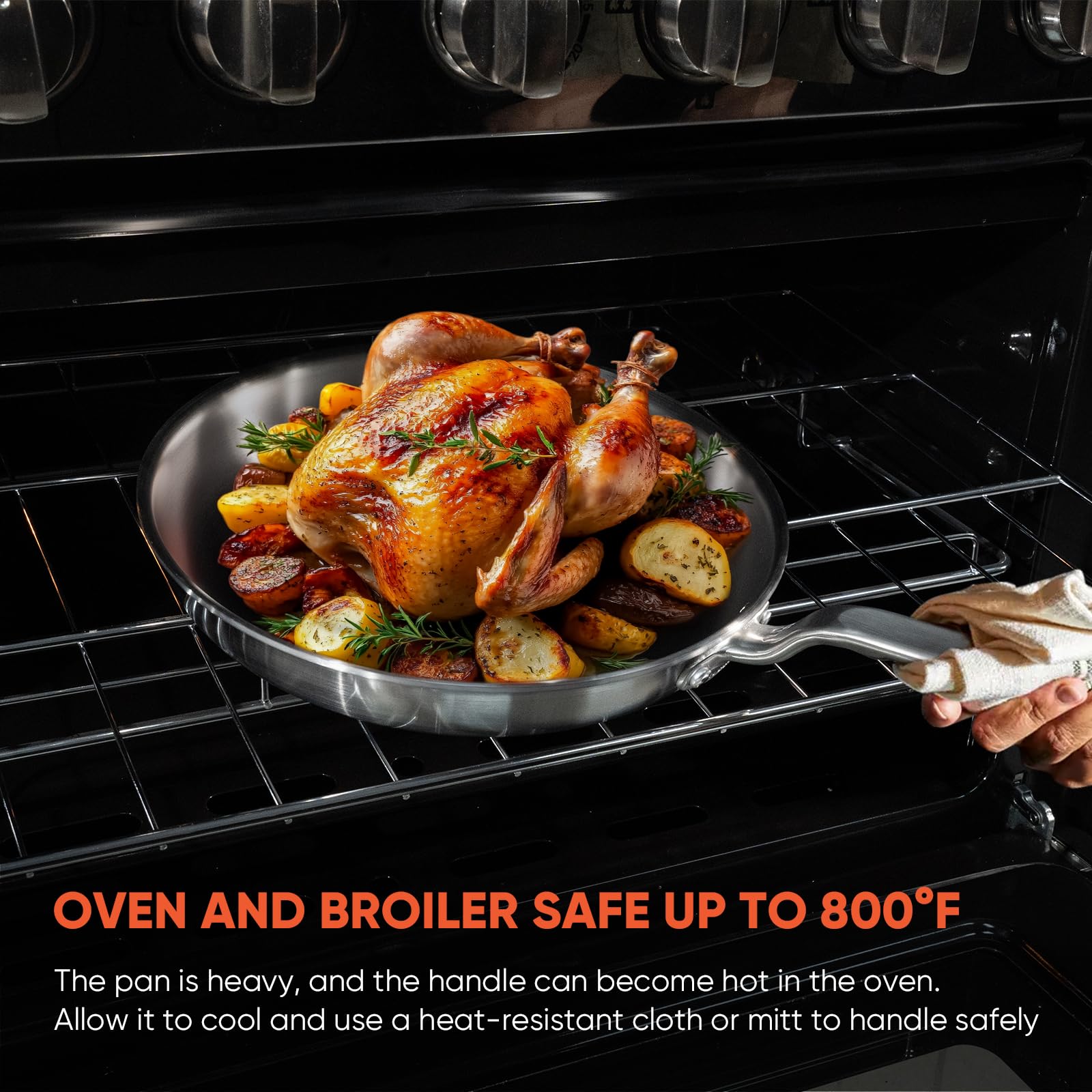 GlobeHome oven-safe design allows finishing dishes up to 800°F.