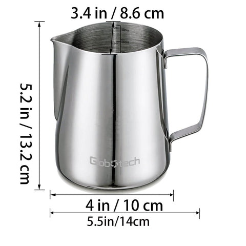 Globotech stainless steel milk pitcher ideal for latte art
