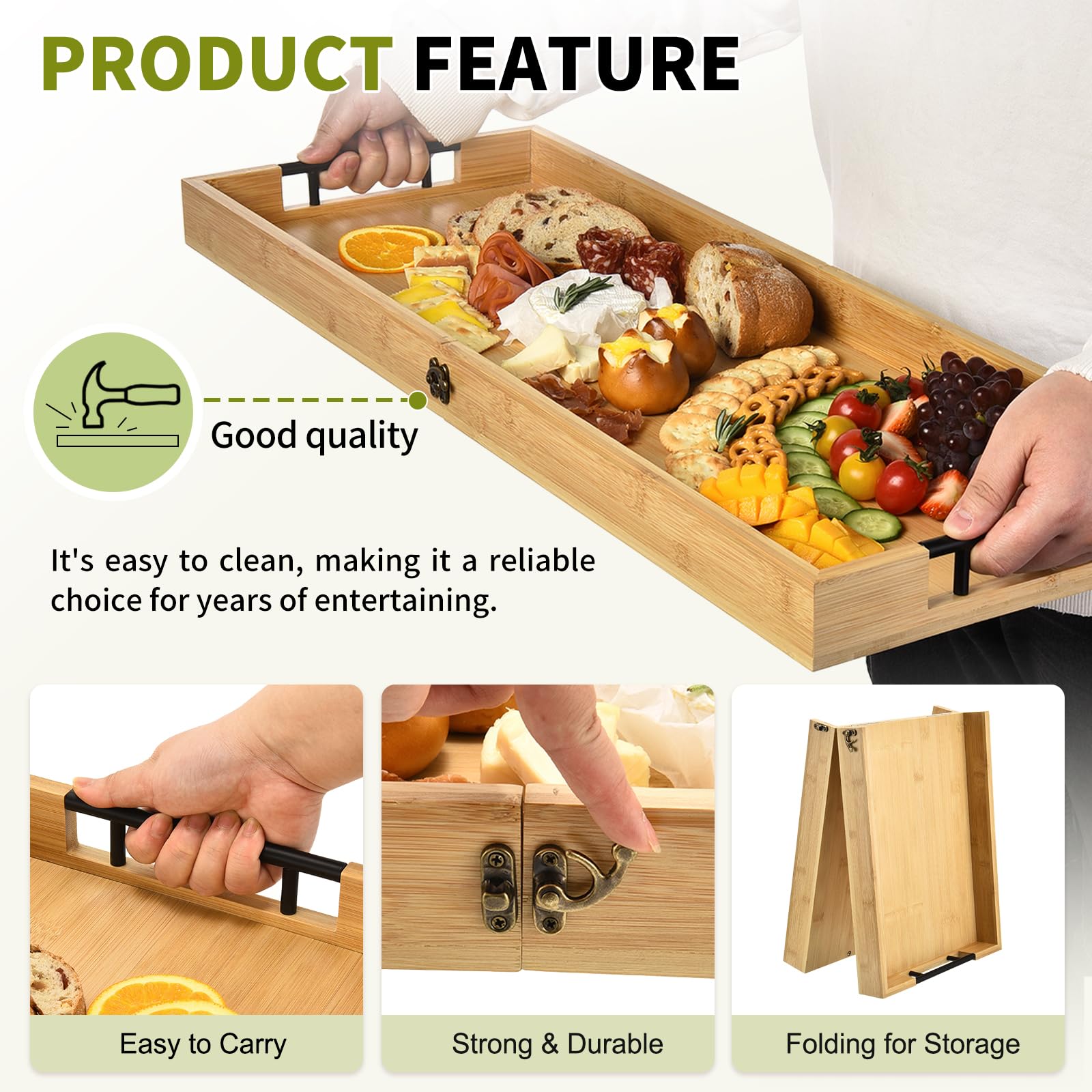 GLOKUUCA bamboo board with lid keeps foods fresh and organized.