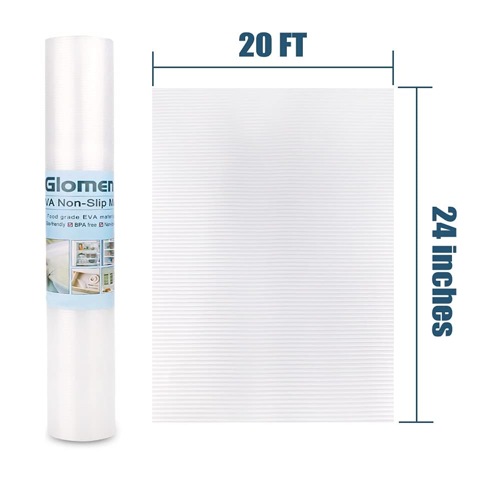 Glomen non-adhesive liner prevents slipping in cabinets and fridge shelves.