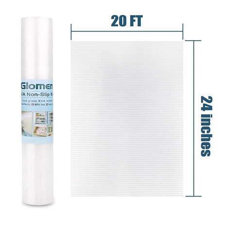 Glomen non-adhesive liner prevents slipping in cabinets and fridge shelves.