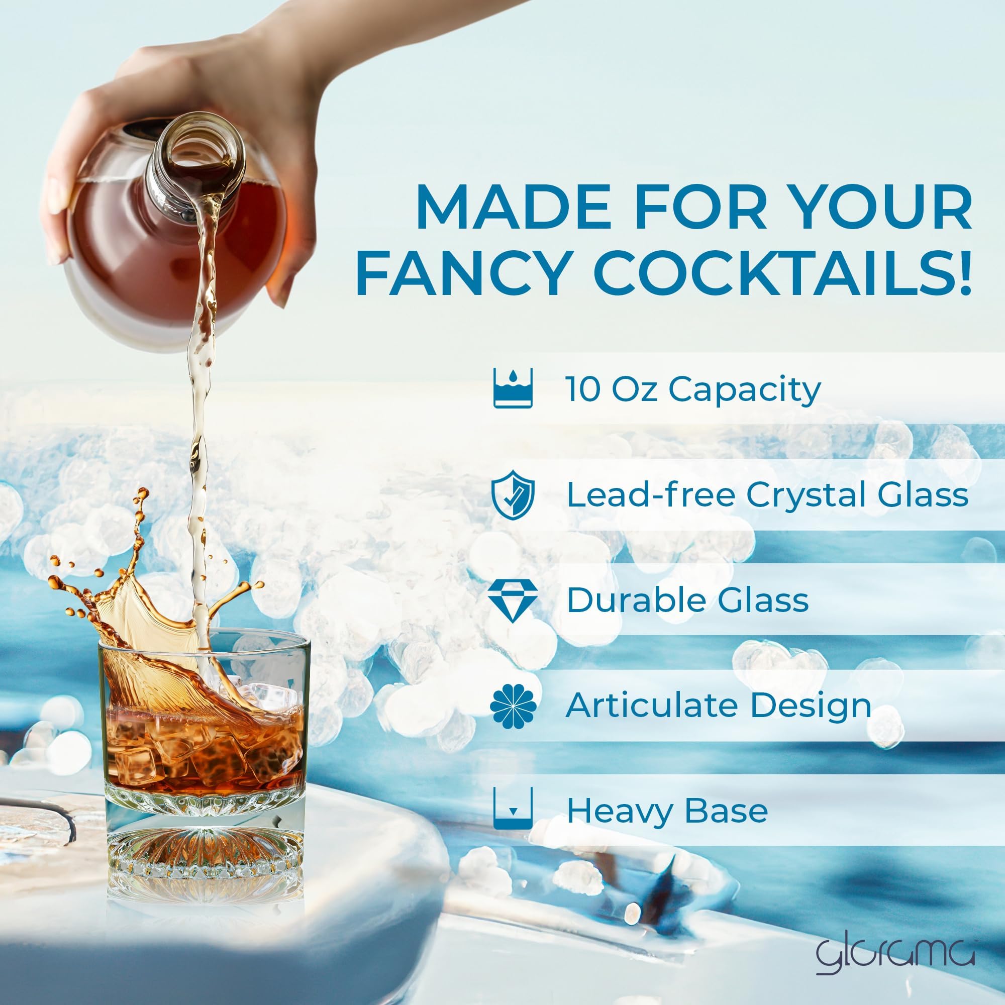 GLORAMA crystal-clear whiskey glass showcasing color and clarity