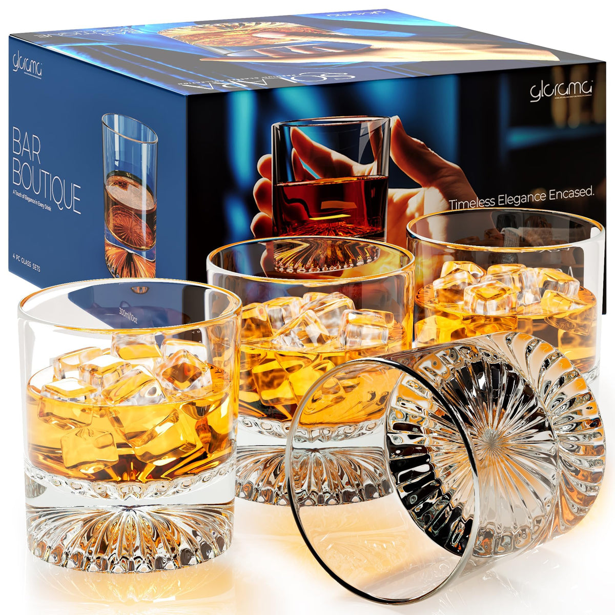 GLORAMA old fashioned glass with heavy base for stable 10 oz pours