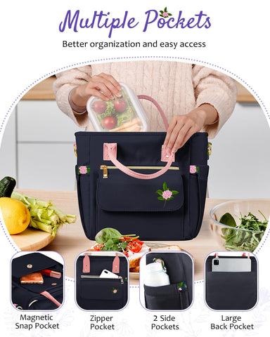 Glorieroo lunch bag side pockets for water bottle storage