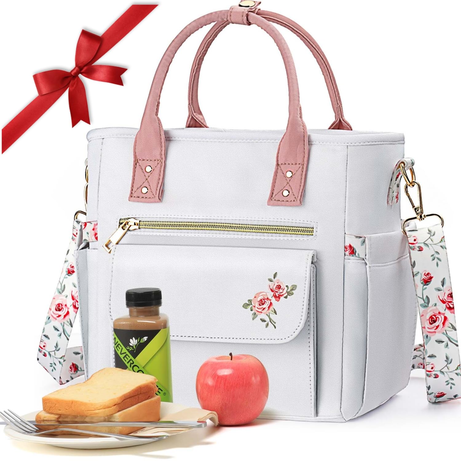 GLORIEROO deluxe flora lunch bag top view for daily meals