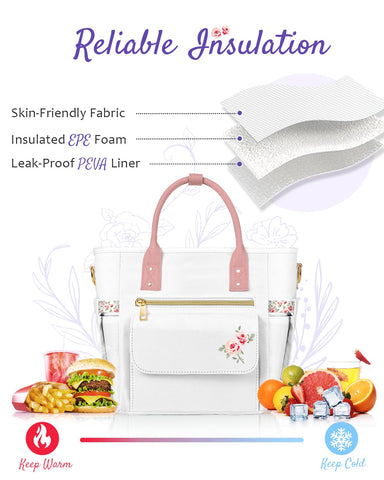 GLORIEROO deluxe flora lunch bag insulated liner highlights freshness