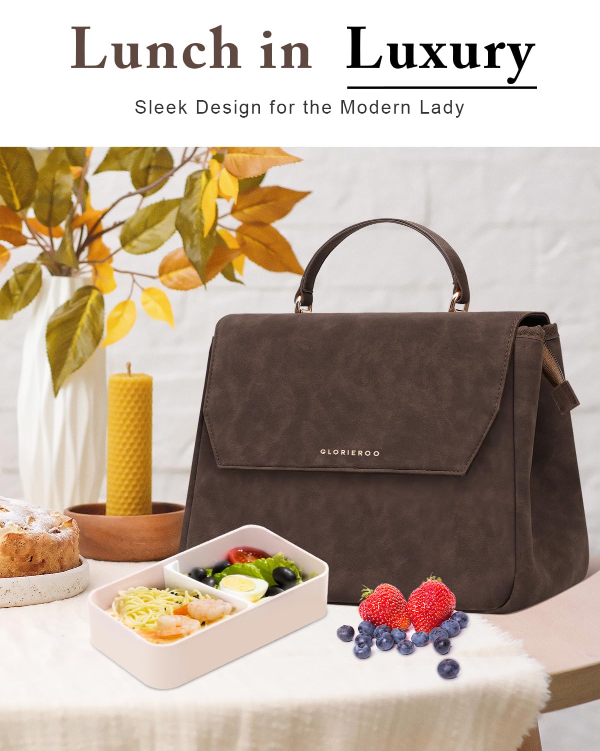 GLORIEROO insulated lining preserves freshness for hours on the go.