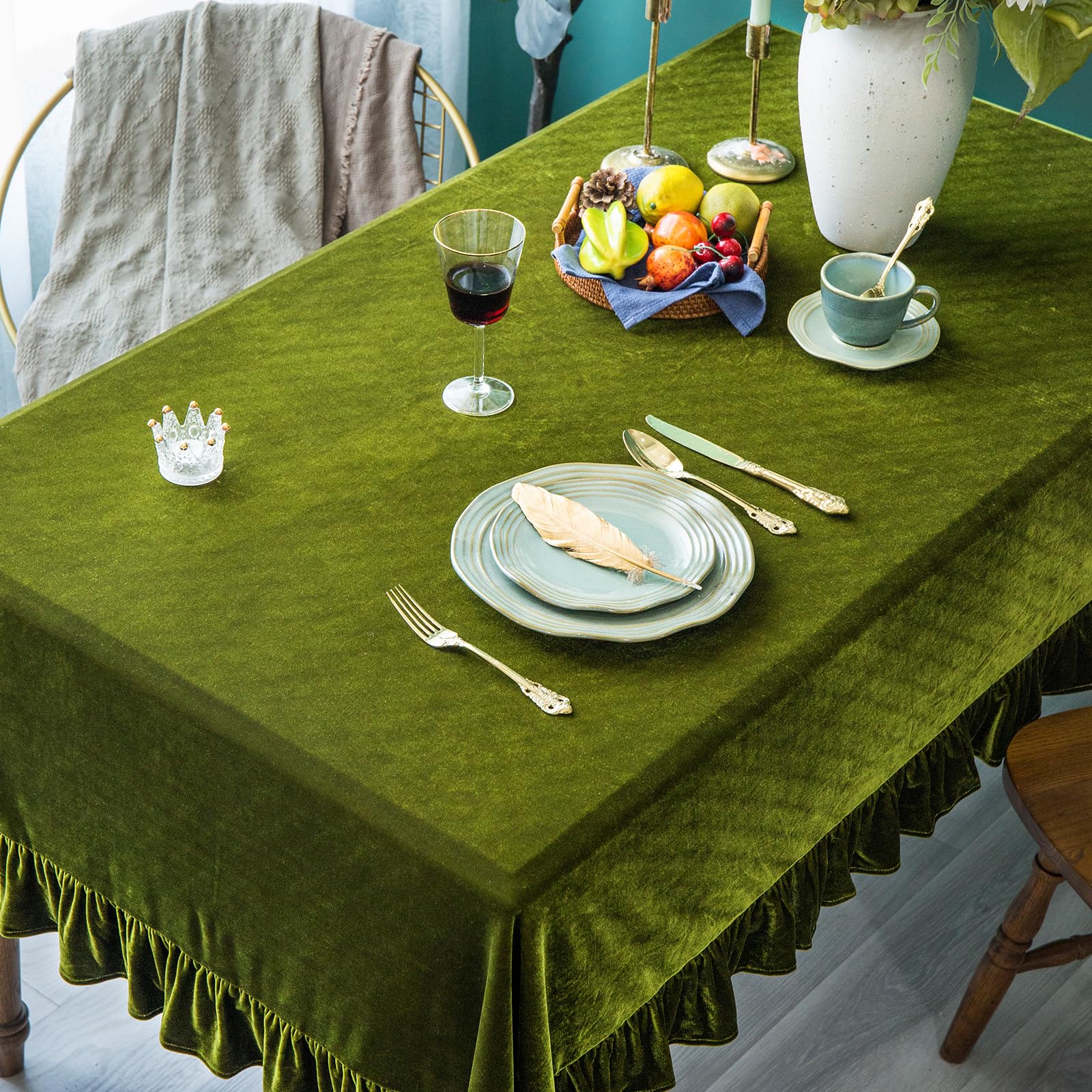 GLORY SEASON velvet tablecloth for baby shower adds soft elegance.