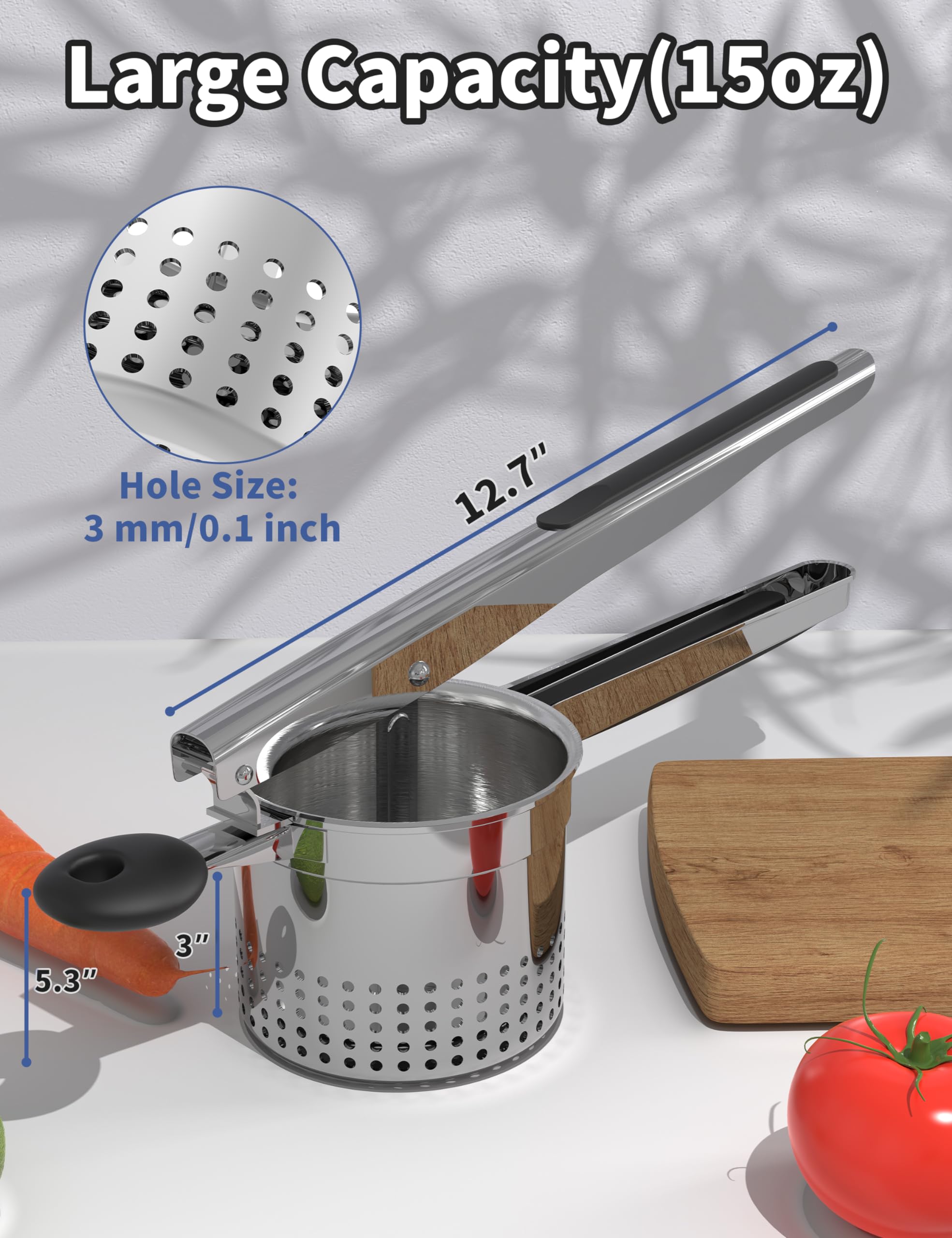 GloTika potato ricer with 3mm holes for finer output