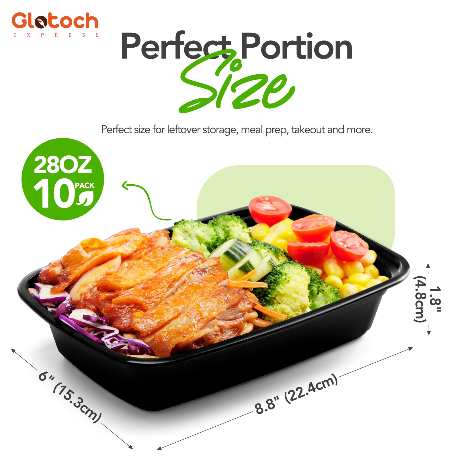 Glotoch Express leakproof container with airtight lid prevents spills during transport.