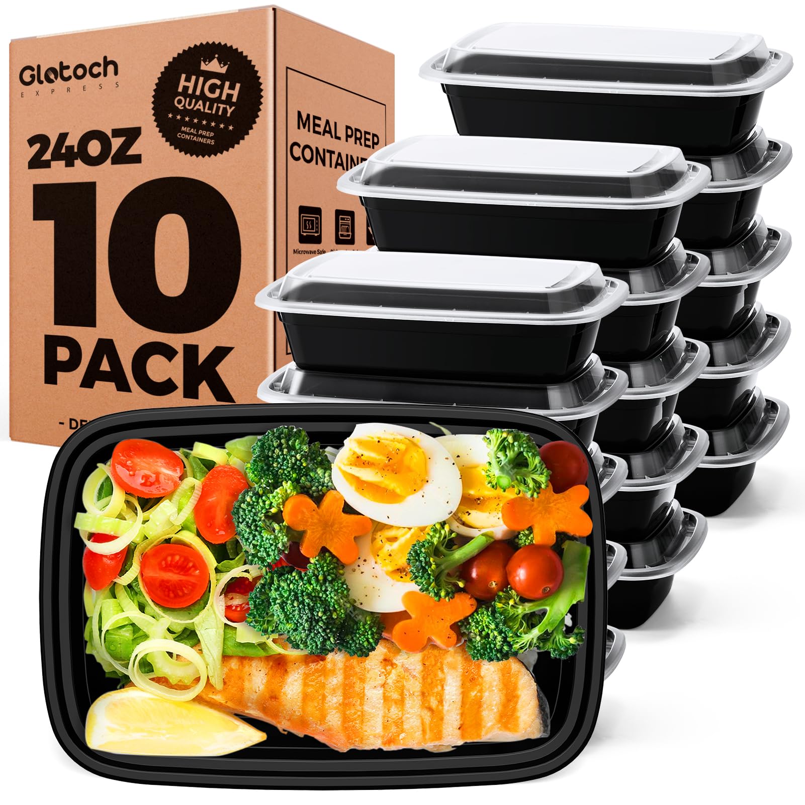 Glotoch Express meal prep container with lid secured for organized meals.