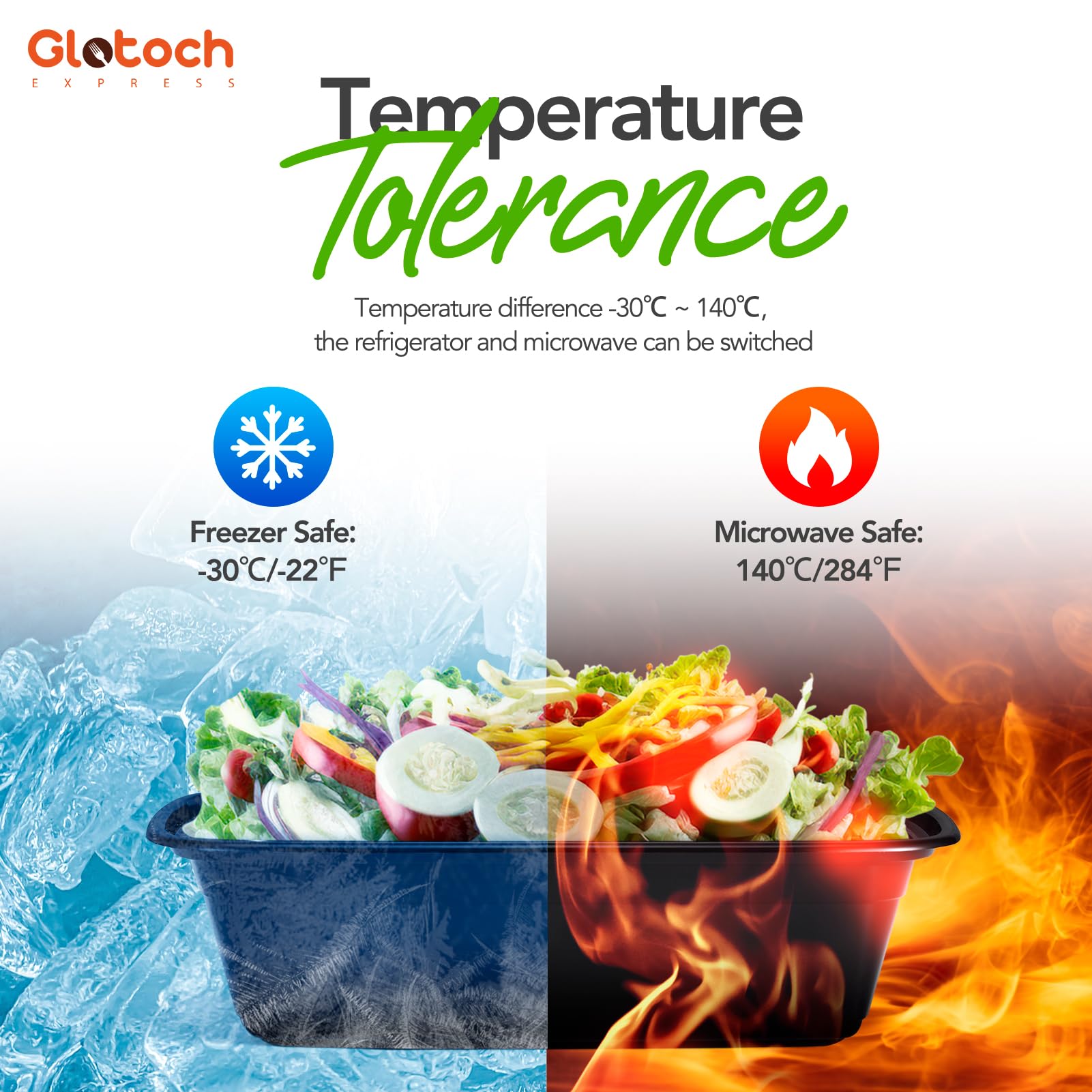 Glotoch Express stackable containers saving freezer space