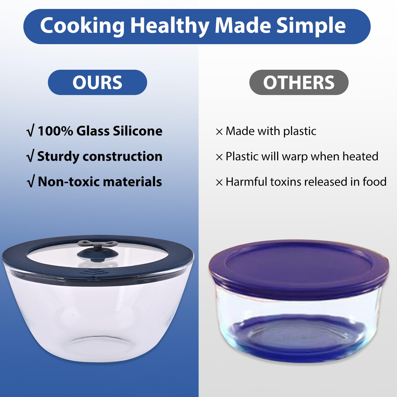 GLOU-GLOU GOOSE GGG lids with temperature tolerance in kitchen use.
